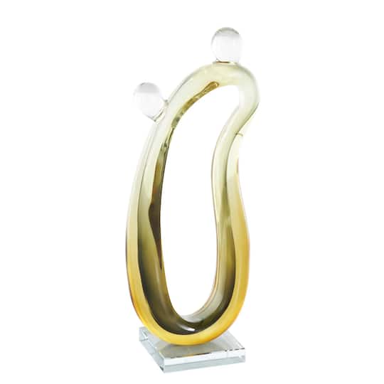 15" Orange Ombre Abstract Curved Glass Sculpture